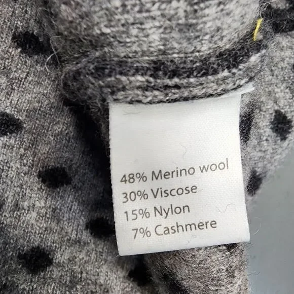 Benedetta B. Wool Cashmere Blend Grey Polka Dot Pullover Sweater L Made In Italy - Picture 6 of 9